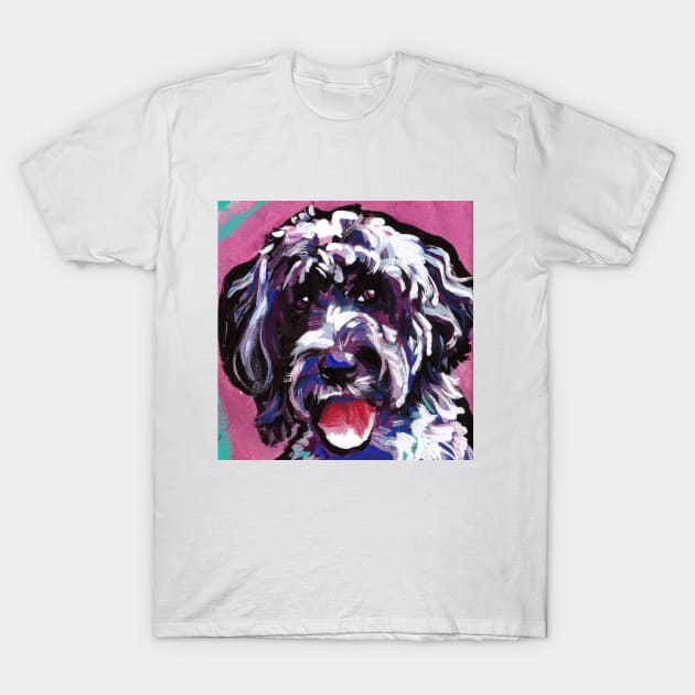 Portuguese Water Dog Pop Art Portrait T-Shirt by bentnotbroken11